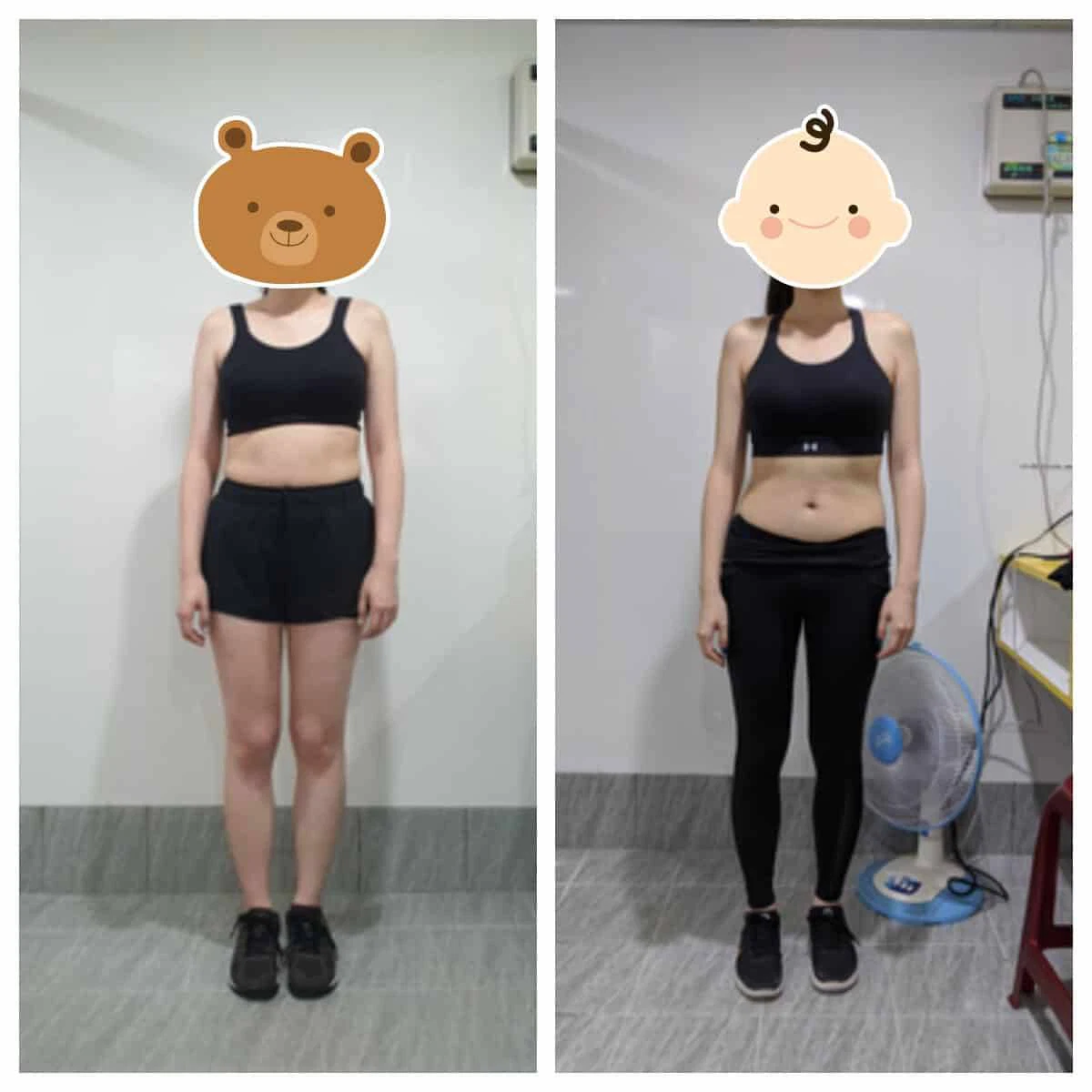 照片為我的減脂學員,照片前後只差 2.5kg(女,32歲)